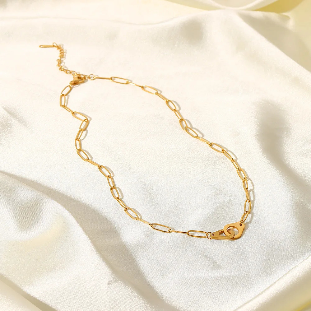 18k gold-plated hip-hop style necklace personalized pendant stainless steel universal jewelry 240929