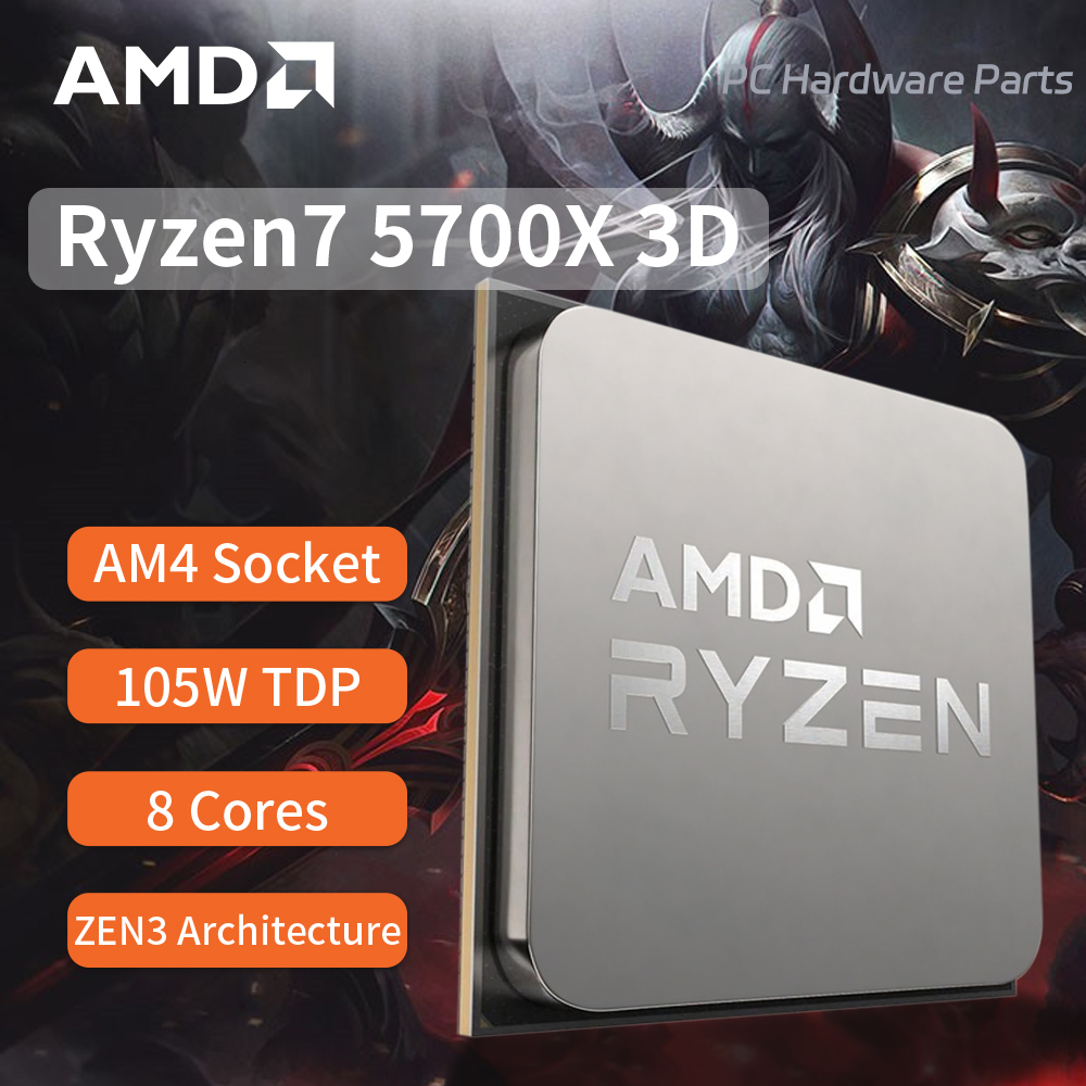 New AMD Ryzen 7 5700x3d CPU R7 5000 Serie 8 Core 16 Thread 3.0 GHz Socket AM4 Processor 7NM L3=96M105W None Integrated Graphic