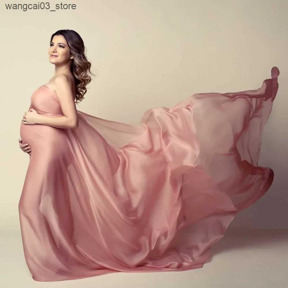 Maternity Dresses Soft Chiffon Fabric Maternity Photography Props Dress Studio Shooting Accessories Transparent Tulle Simple Modeling Fabric L240910 L