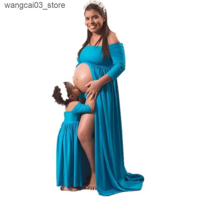 Maternity Dresses Off Shoulder Maternity Long Dress Photography Props Baby Shower Chiffon Tulle Pregnancy Women Dress Maxi Gown for Photo Shoot L24091