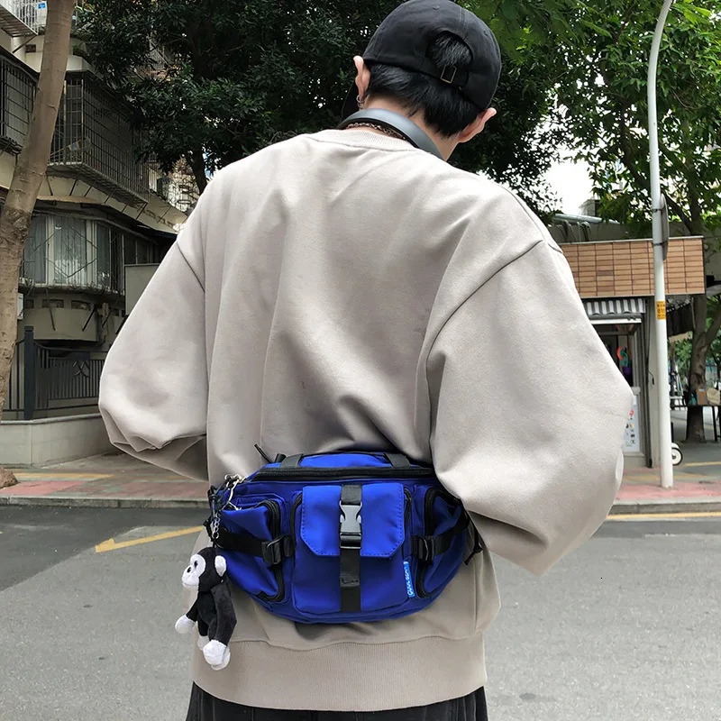 Techwear Street Hip Hop Luggage Mens Outdoor Leisure Sports Cross body Bag Multi pocket Functional Motorcycle Fan Bag 241008