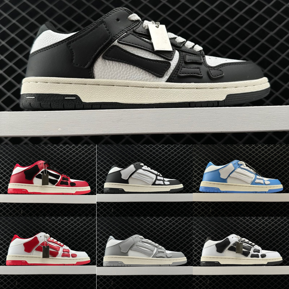 Designer shoes Skel-top amirilys Casual Shoes Skelet Bones Runner Top Low amiriSkel Skeleton Women Men Retro Sneakers Black White Genuine Leather