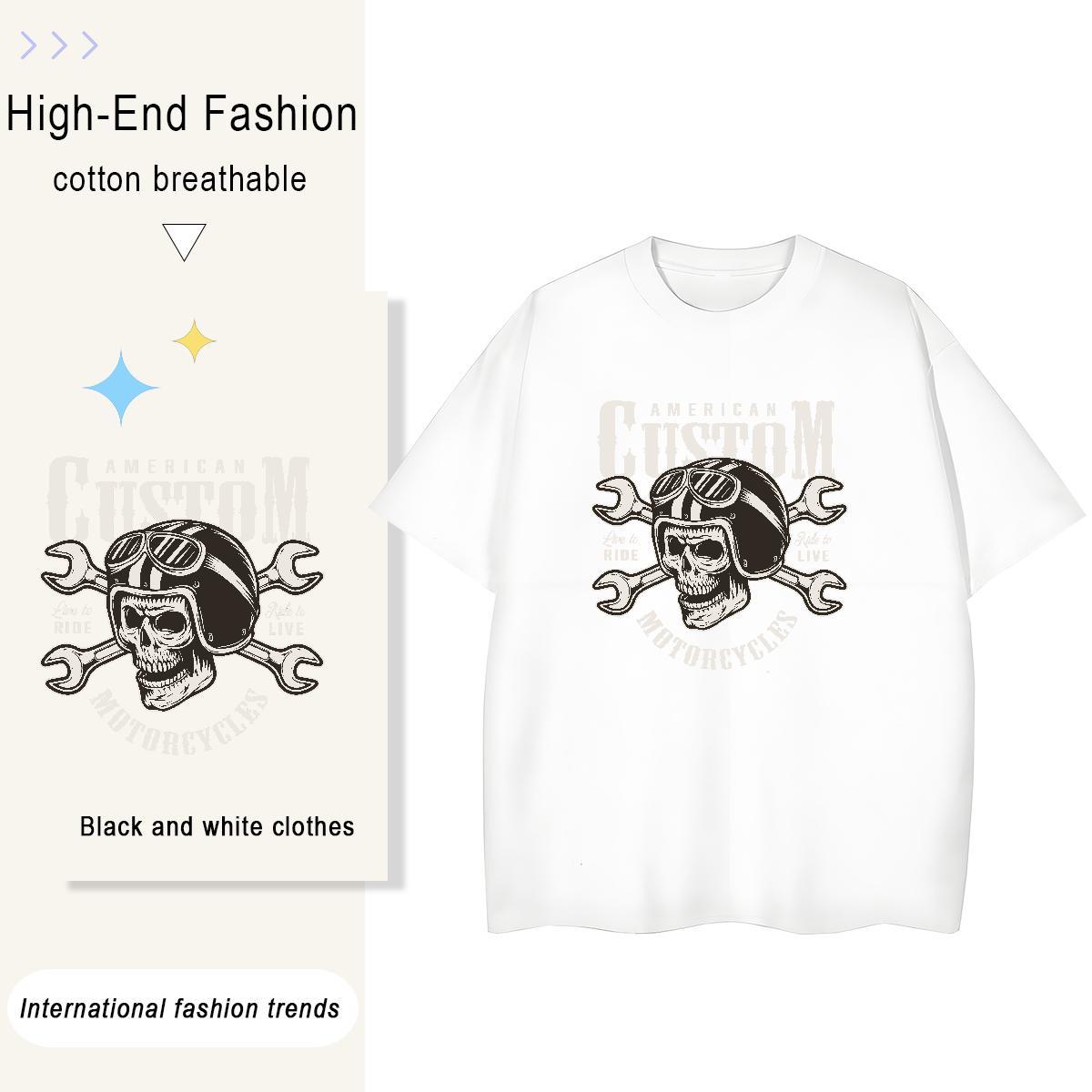 Fashion New T-Shirts for Women 230g Pure Cotton Crew Neck Casual Daily Wear skull Womens Tshirts High quality DIY Anime Printed Clothings
