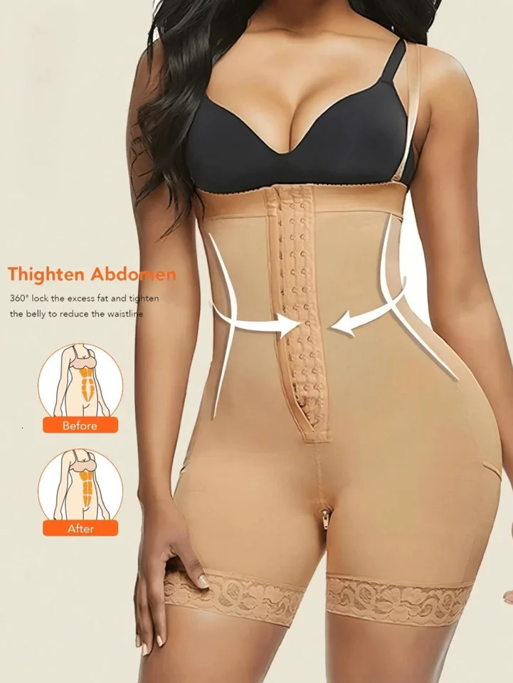 1 piece of compressed full-size bodysuit widened waist shapeshifter abdominal control Faja shorts waist trainer Girdle 240927