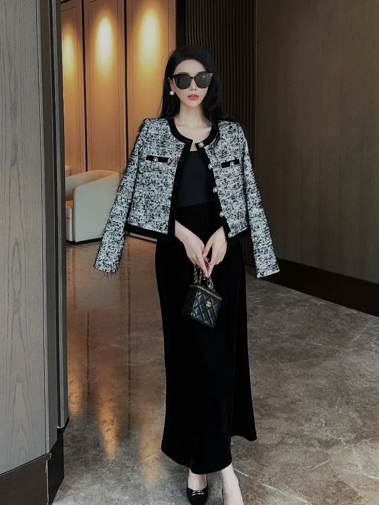 French ned womens short jacket autumn light social fashion versatile retro weight loss top trend 240930