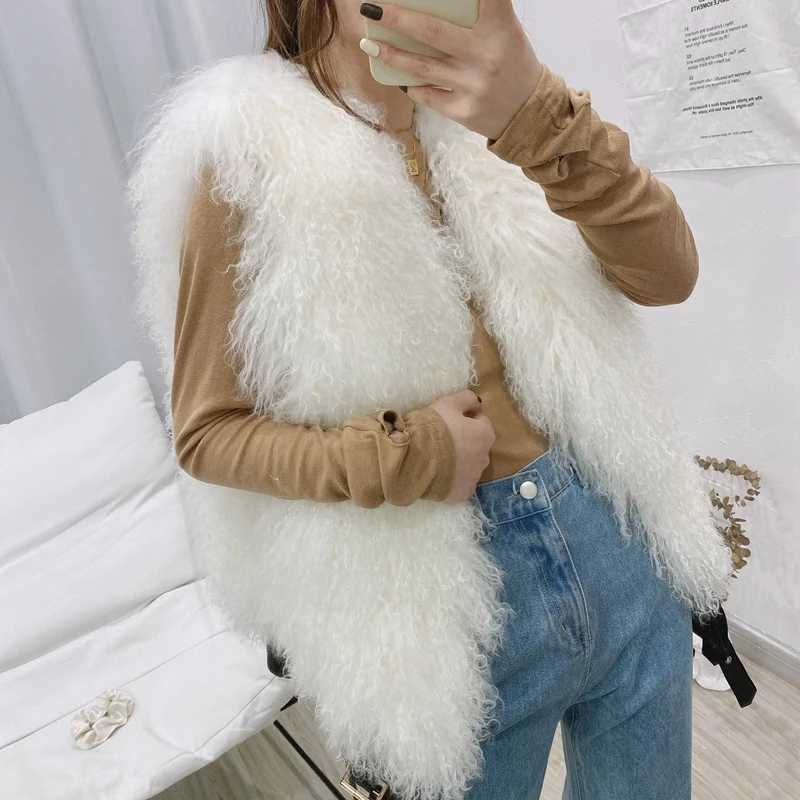 11 color luxurious thick warm Mongolian sheepskin vest womens winter hot V-neck sexy wool fur coat W241010