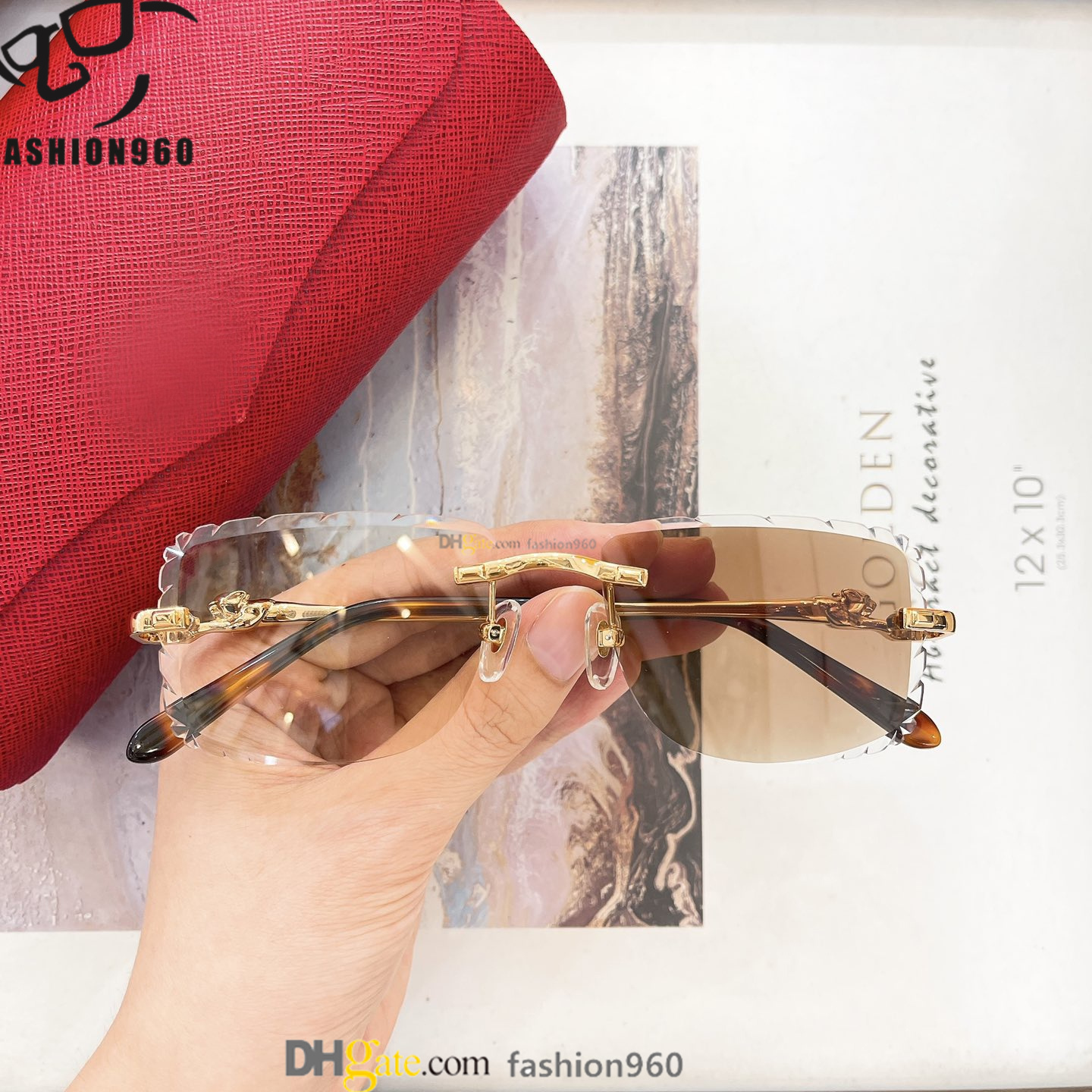 rimless sunglasses color changing lenses buffs designer shades UV400 mya prescription Sunglasses dia cut glasses mutlicolors Metal Frame original box