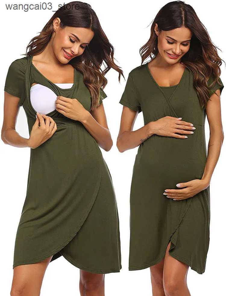 Maternity Dresses Maternity Short Sleeve Dress Breastfeeding Clothes Maternity Nursing Clothing Maternity Pajamas L240910