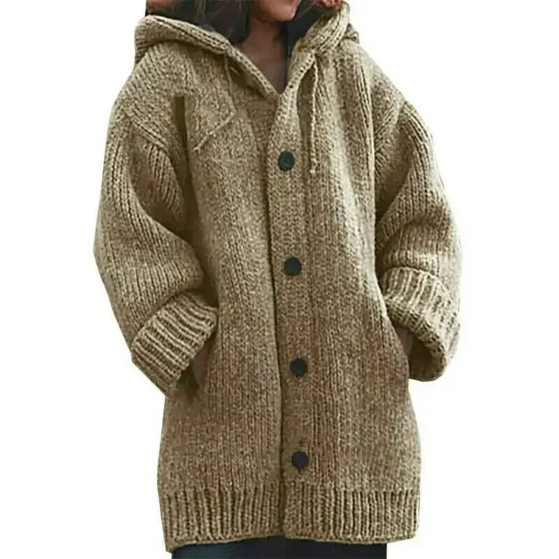 Autumn Winter Women Cardigan Sweater Coats Fashion Female Long Sleeve Vneck Loose Knitted Jackets Casual Cardigans 241007