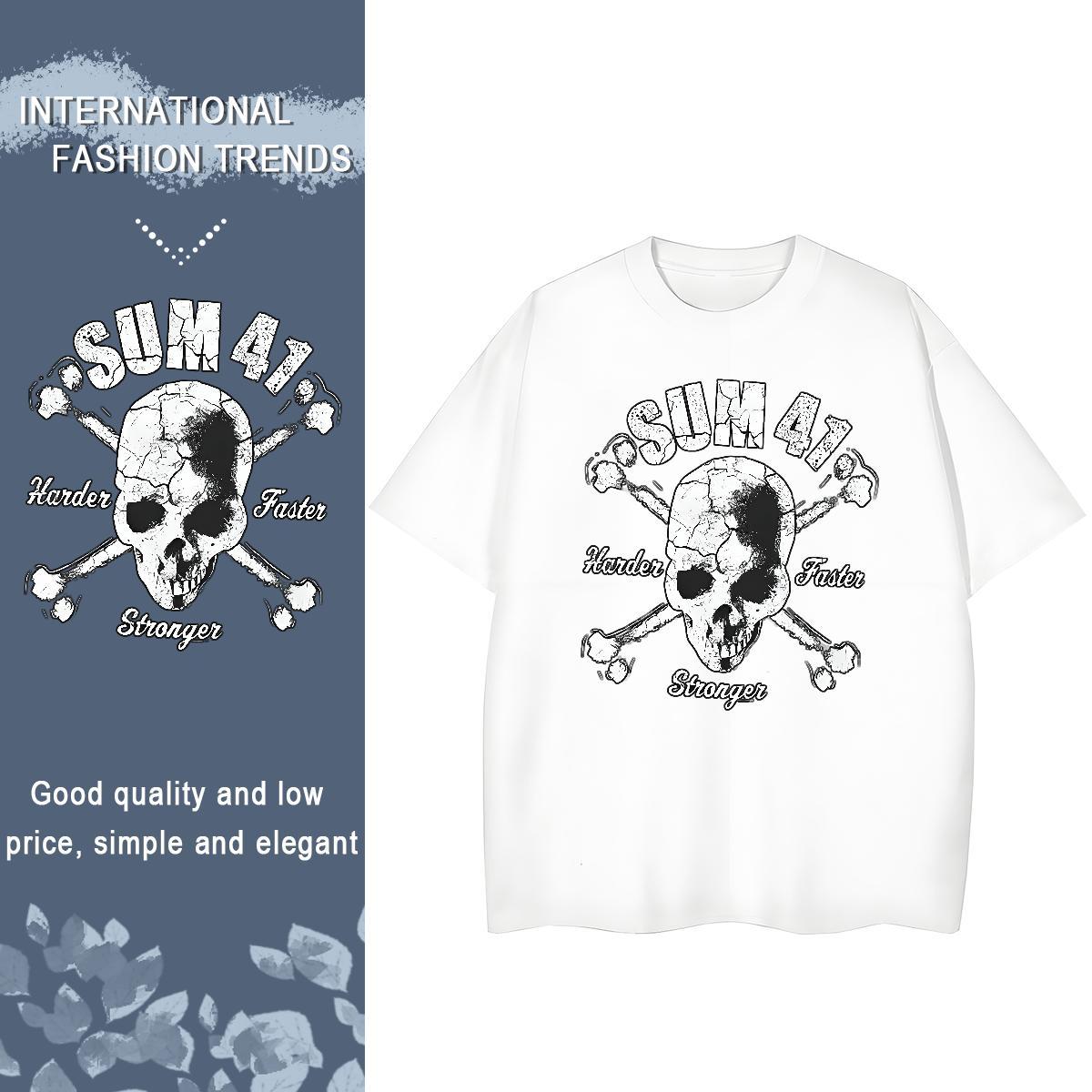 New T Shirts Women 230g Pure Cotton Round Neck Short Sleeve Daily Wear skull Tshirt for Man Woman Free Shipping Oversized Tees Shirts