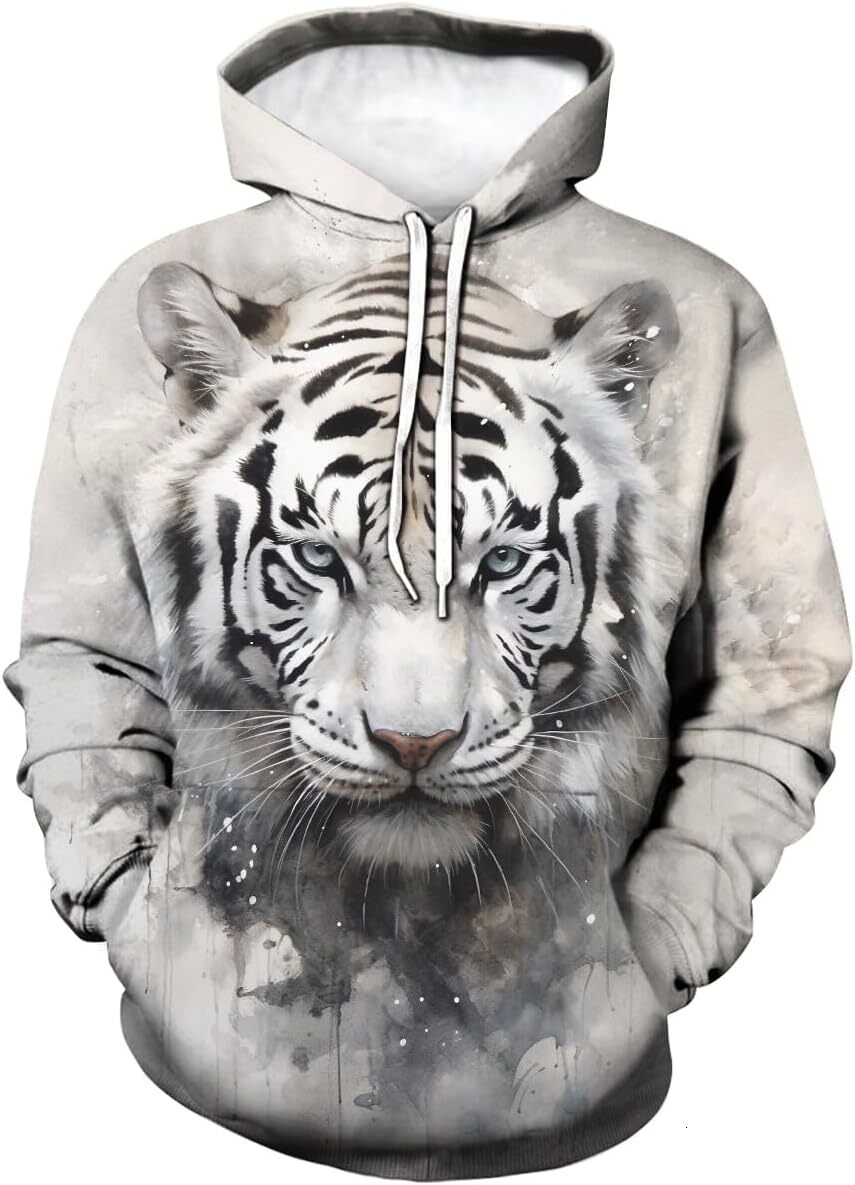 Hoodie for Mens Womens Mens Tiger Hoodies Cool Animal Printed Pullover Hooded 3D Graphic Casual Sweatshirt Hoodie With Pockets Graphic keep warm