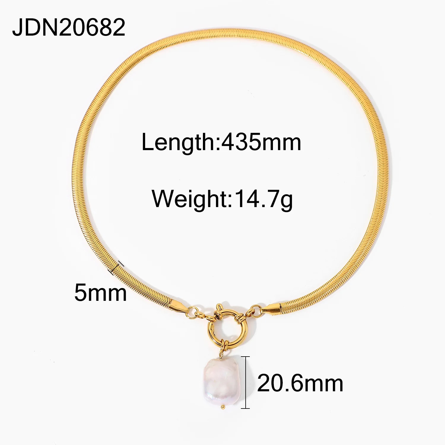 Fashionable 18K gold-plated necklace with freshwater pearl stainless steel pendant necklace 240929