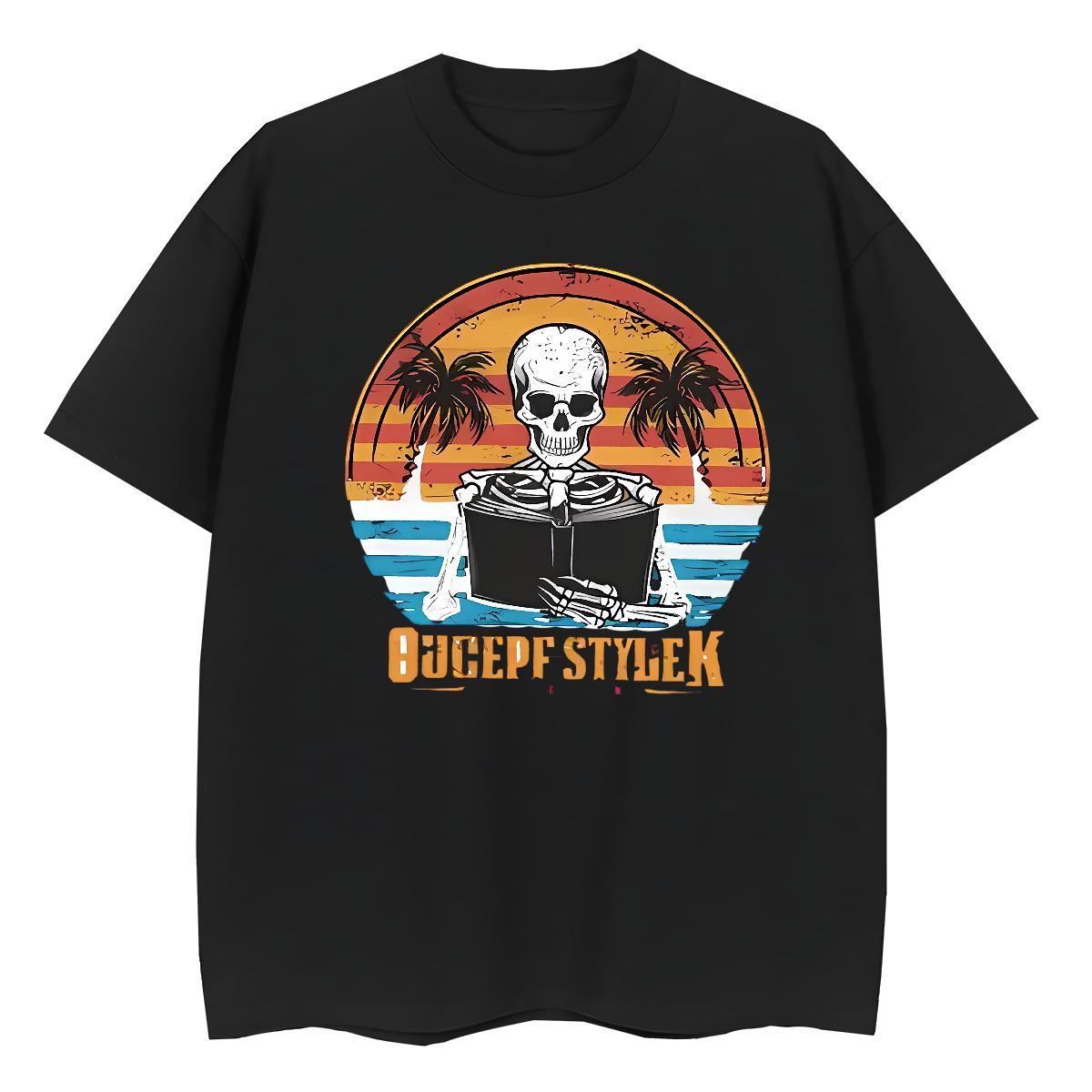DIY T shirt 230g 100% Cotton Breathable Short Sleeve Outdoor skull Women Tshirts Free Shipping Black White Top Shirts