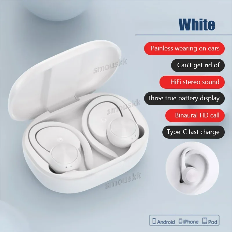 New TWS R200 Bluetooth Headphones Stereo Earphones Sports Wireless Earbuds Ear Hook Waterproof Headset with Microphone
