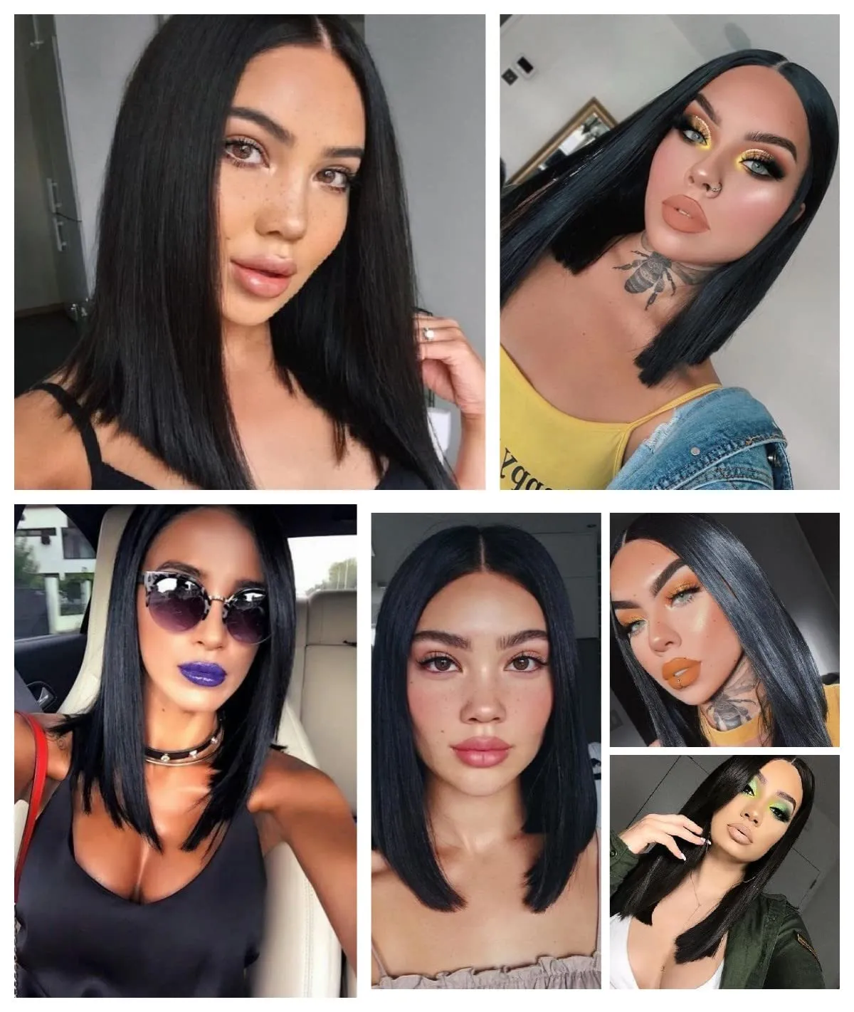 12inch European and American human hair lace front wigs BoBo head short black hair with short straight human hair wig