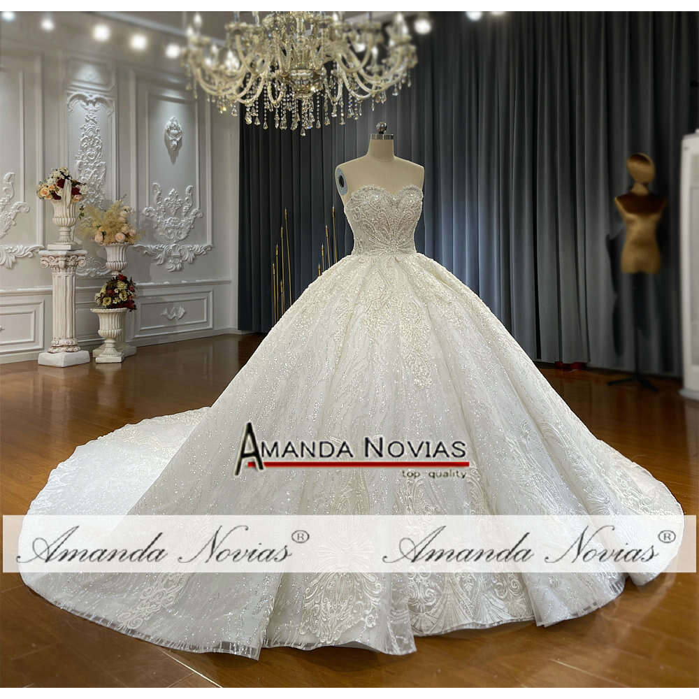 Strapless Lace Detachable Sleeves Ball Gown Wedding Dress Off The Shoulder Sequins or-Length Princess Bride Vestido De Noiva Custom Made