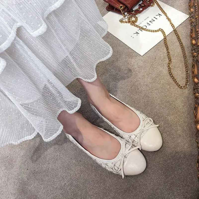 Womens shoes slide on the flat shoes of the Bow Ballet Apartment womens Moccasins casual Zapatos Mujer flat shoes womens walking shoes 2024 Y241011