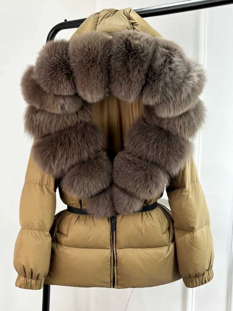 2024 New Winter Inflatable Down Jacket Womens True Fox Fur Cover Thick Warm 90% White Duck Down Jacket Womens Waterproof Parka W241010