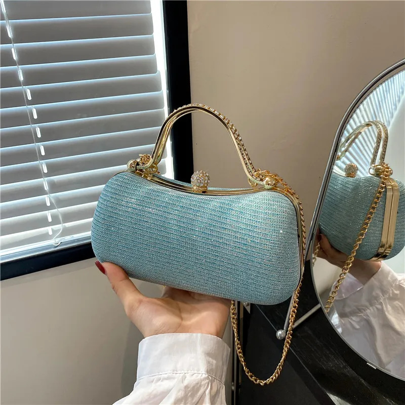 Shell Bag Womens Evening Clutch Golden Top Handle Handbag Elegant Party for Prom Cocktail Chain Crossbody Sling Purse 2024 240925