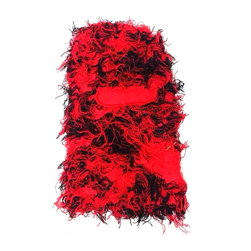 1 piece of Y2K tassel Balaclava Distressed knitted full face ski mask Shiesty Mask camouflage cap 241009