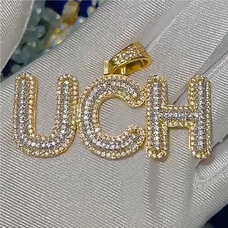 Hip Hop A-Z Custom Name Pendant Necklaces 5A Zircon 18K Real Gold Plated Jewelry