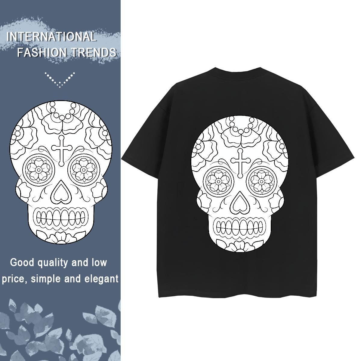 Brand T Shirts Women 230g 100% Cotton O Neck Short Sleeves Hip Hop skull Womens Tshirts Designer Anime Print Wear