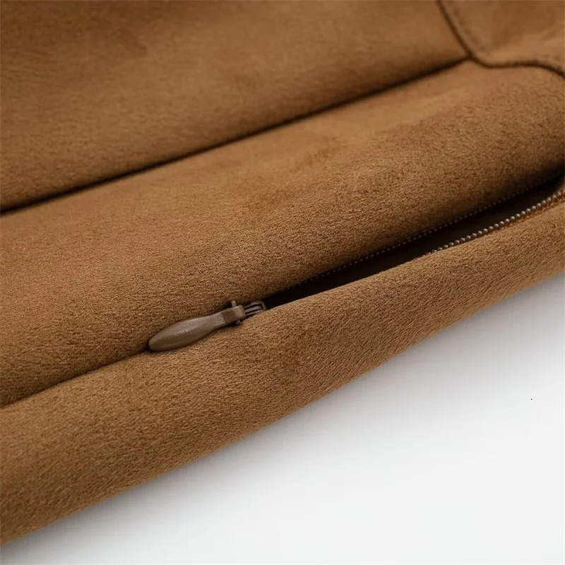 KEYANKETIAN 2024 Womens Suede Pleated Skirt American Retro With Belt Low-Rise Camel Mini Skirt Culottes Y2K Skort 240919