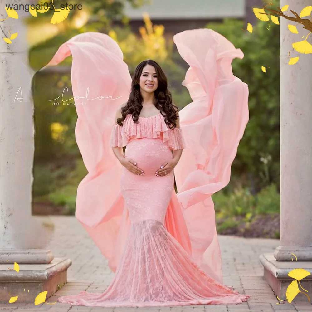 Maternity Dresses Pregnant woman baby shower Christmas dress long sleeve lace dress pregnant woman fancy photo shooting photography props clothes L240