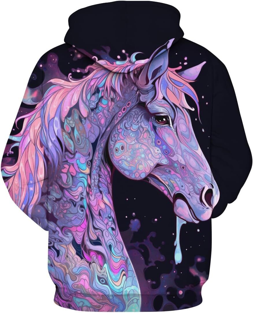 Hoodie for Mens Womens Horse Pattern Hooded For Men 3D Print Horse Hoodies Novelty Pullover Graphic Hoodies sweatshirt keep warm