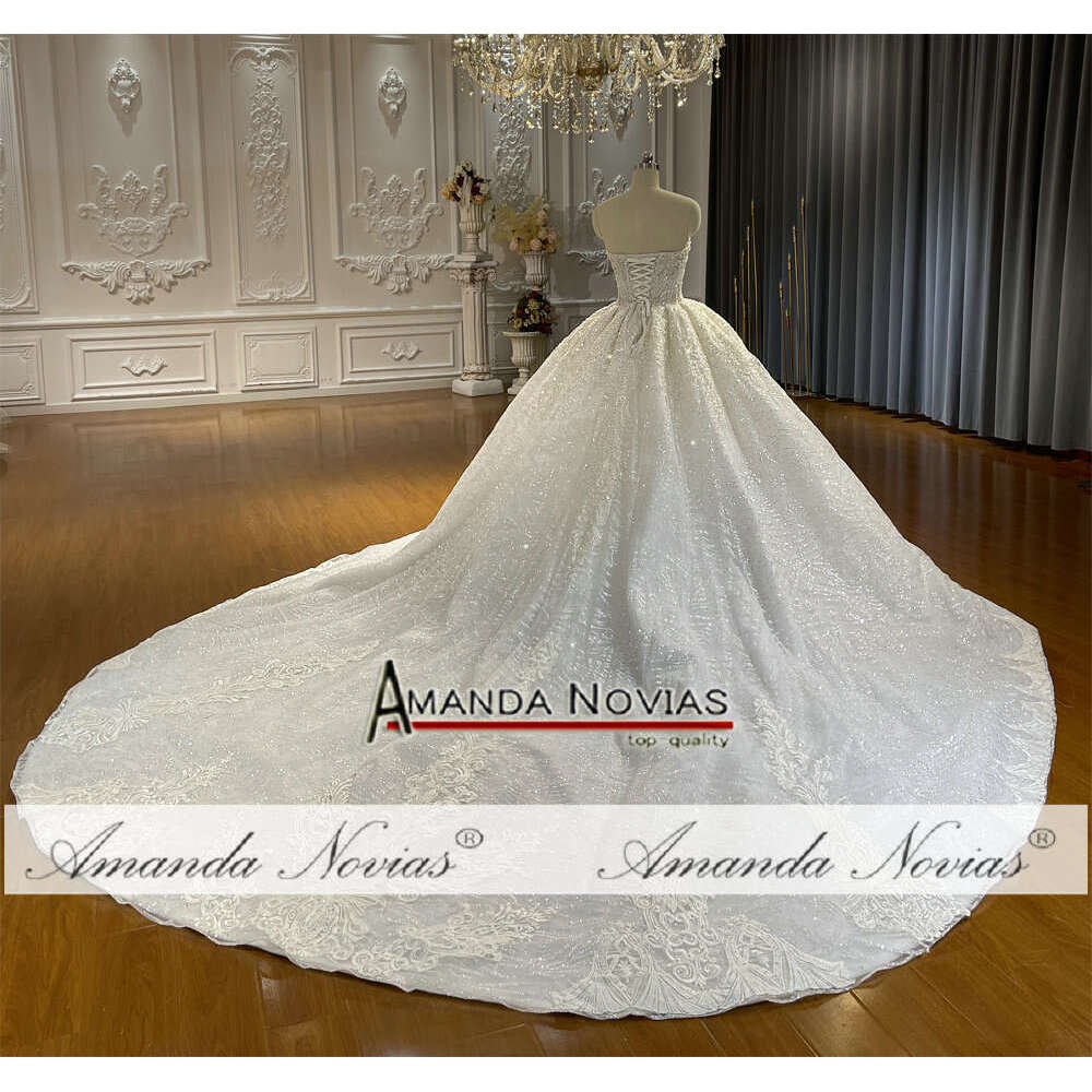 Strapless Lace Detachable Sleeves Ball Gown Wedding Dress Off The Shoulder Sequins or-Length Princess Bride Vestido De Noiva Custom Made