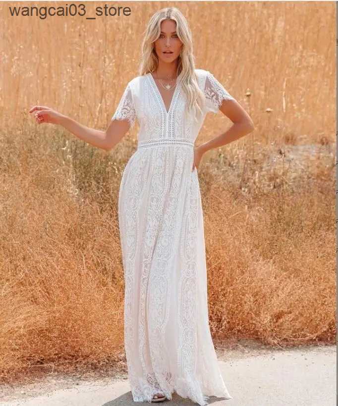 Maternity Dresses New Autumn Maternity Dresses Summer Women V Neck White Lace Short Sleeve Pregnant womens photography dress Pregnancy Dresses L240910
