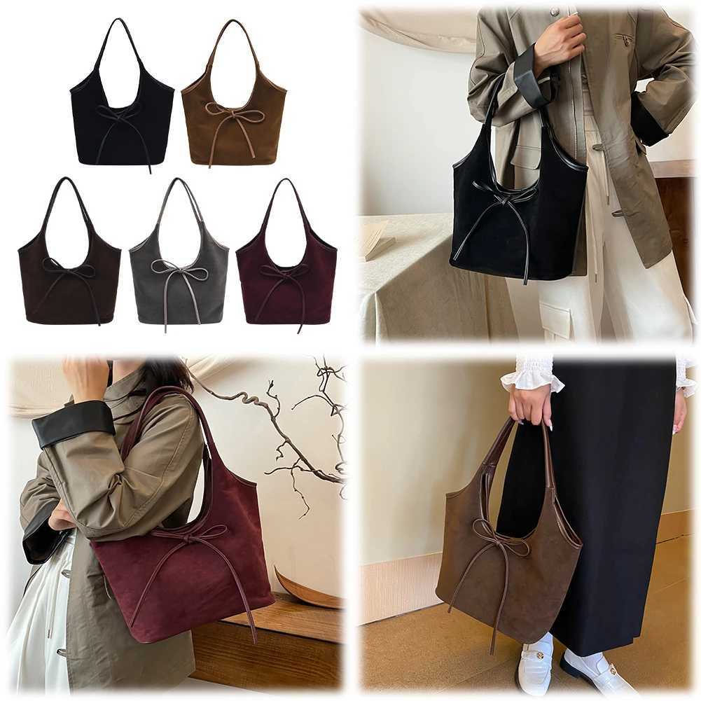 Ladies Suede Shoulder Bag Magnetic Closure Tote with Interior Pocket Large Hobo for Commute Travel 241011