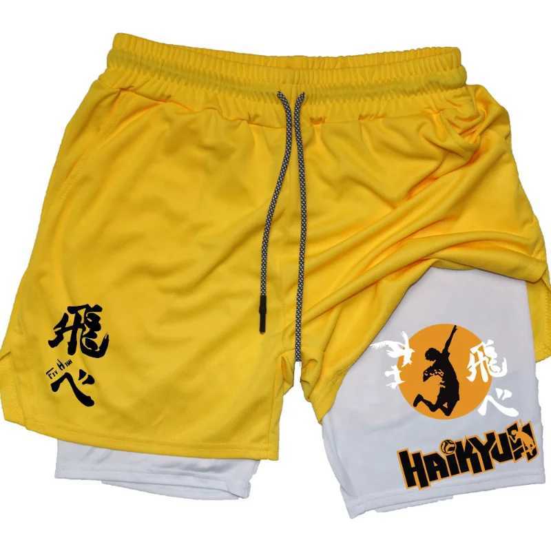 Haikyuu short fast drying fitness performance short mens sports training bodybuilding fitness short W241010