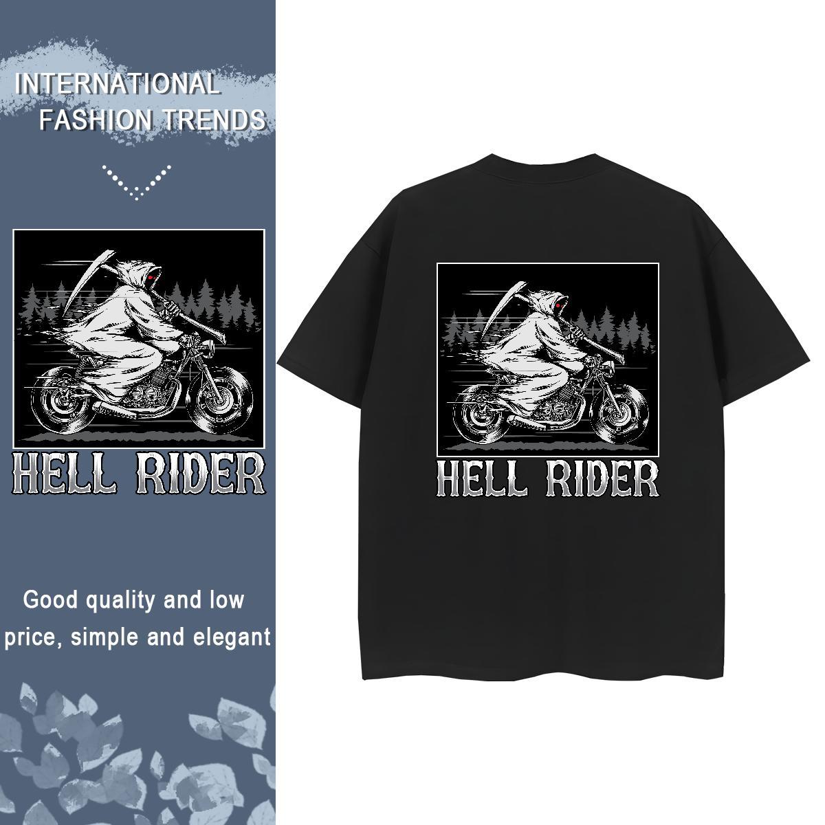 2024 Casual Women T Shirts 230g Cotton Crew Neck Street Casual Motorcycle Women Tees Unisex DIY Anime Wear
