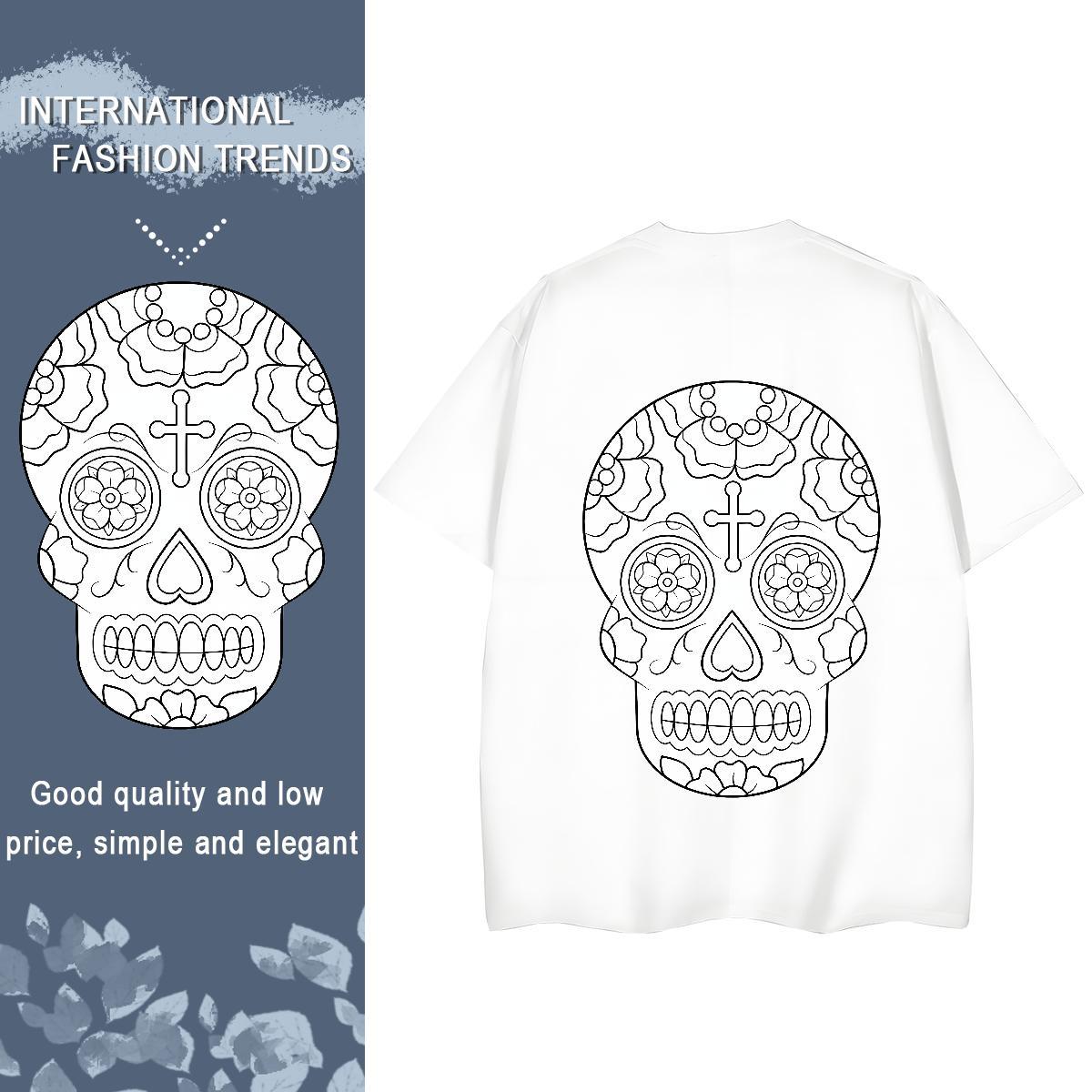 Brand T Shirts Women 230g 100% Cotton O Neck Short Sleeves Hip Hop skull Womens Tshirts Designer Anime Print Wear