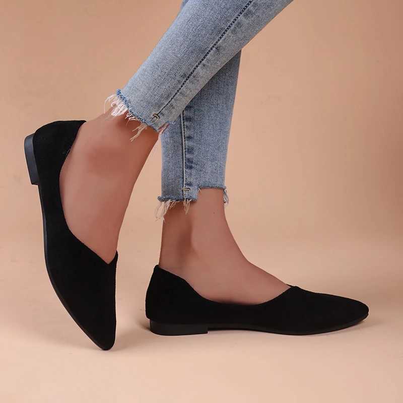 Autumn Spring Pointed Toe Indigo Basic Style Suede Leather Shoes for Women 2024 Fashion Casual Shoes Y241011