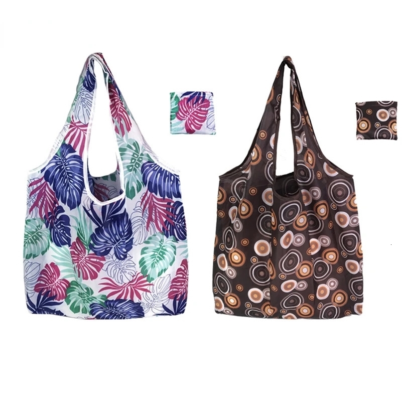 Fashion Floral Foldable Shopping Bag Tote Travel Eco Reusable Bags Portable Shoulder Grocery Storage Handbag y240925
