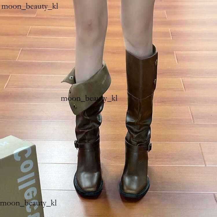 Designer Boot Fashion European And American Version Cowhide Niche Two In One Leather High Top Knight Boots For Women With Thick Heels Flared Retro Kne