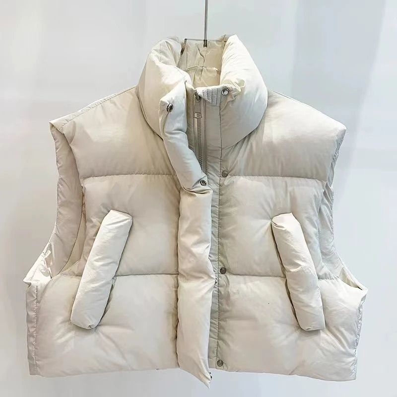 Autumn Winter Vest Women Thick Warm Down Vest Harajuku Loose Jacket Casual Outerwear Short Waistcoat Windproof Vests Coats 241008