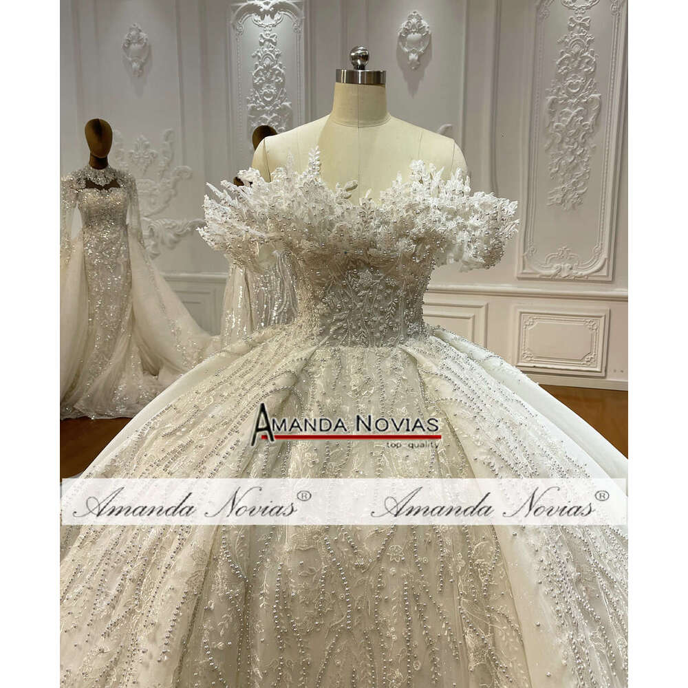 Strapless Lace Appliques Ball Gown Wedding Dress Off The Shoulder Sequins or-Length Princess Bride Vestido De Noiva Custom Made