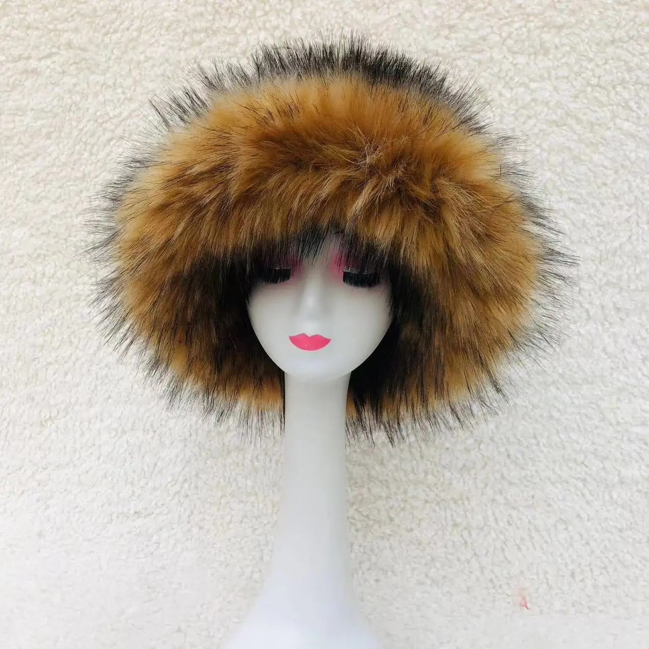 Red Big Brim Womens Fur Hat Plush Bucket Hat Warm Winter Y2K Mens Fishermans Hat Personalized Color Hat 241011