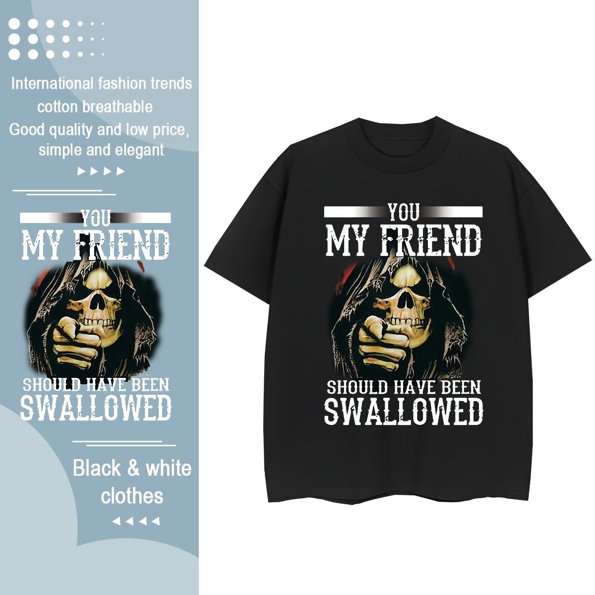 Casual New Women T Shirts 230g Cotton Comfortable Daily Wear skull Unisex Tshirts Brand Floral Print Tees
