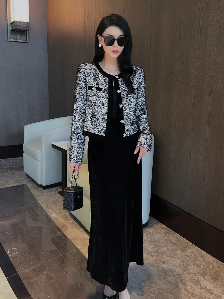 French ned womens short jacket autumn light social fashion versatile retro weight loss top trend 240930