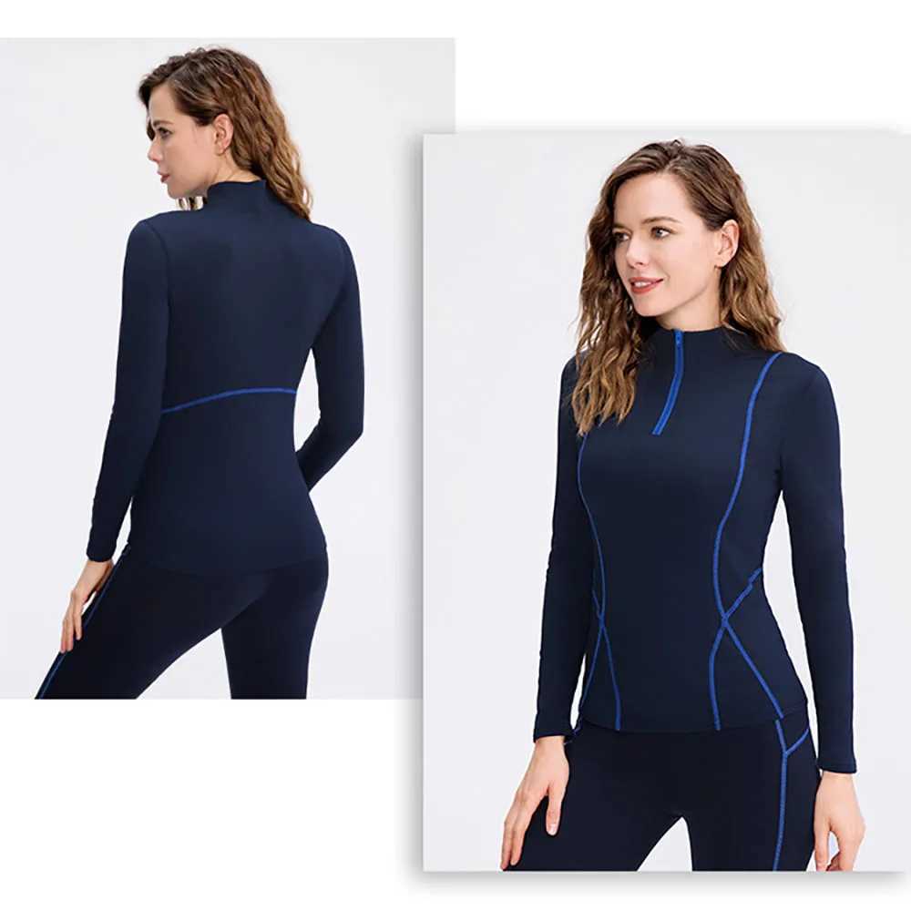 Womens Thermal Underwear Hot underwear womens motorcycle winter warm underwear bottom top motorcycle skiing tight fit long Sleve fitness running shi Y