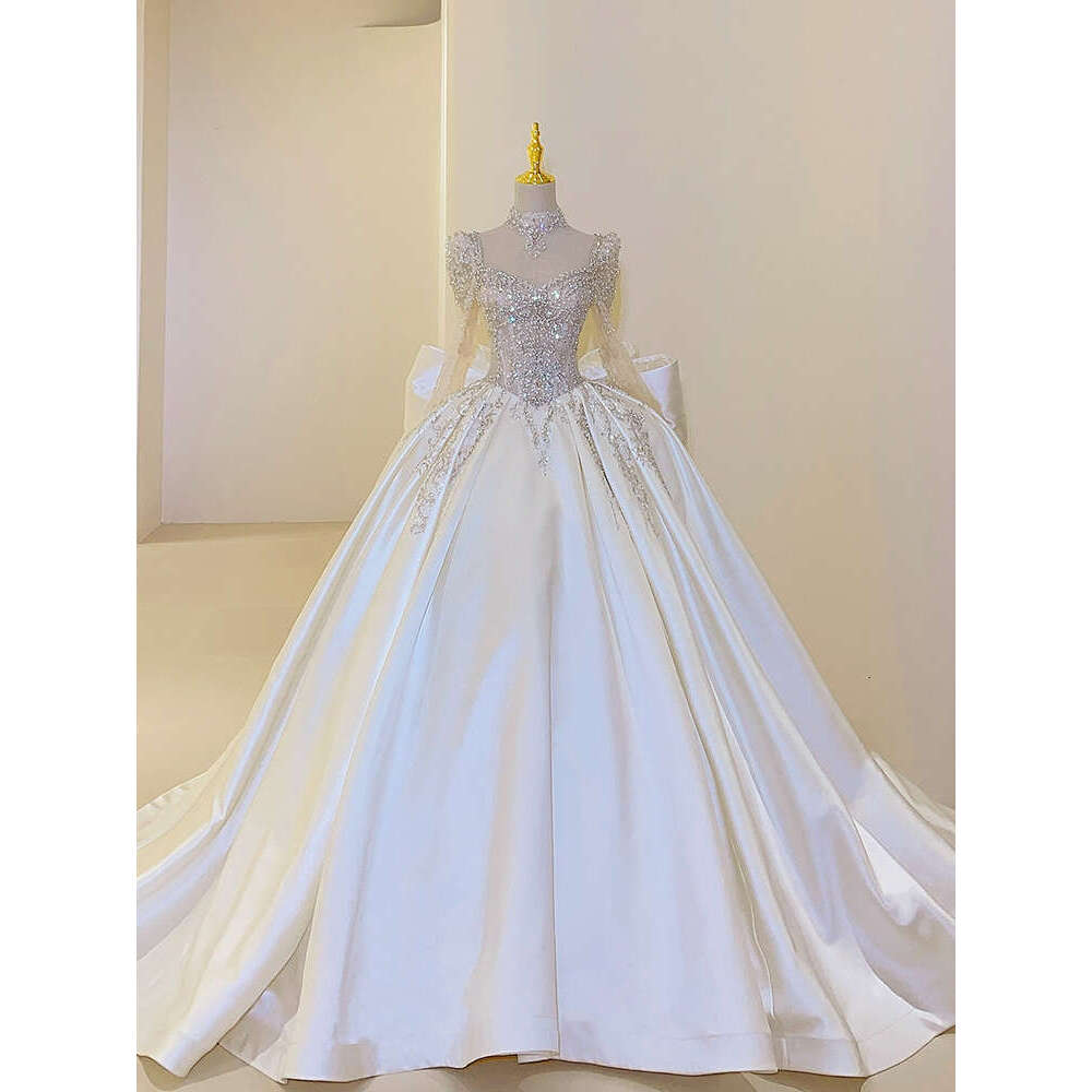 New Sweet Square Collar Satin Wedding Dress Plus Size Custom Lace Up Bridal Ball Gown Vestido De Noiva or Or Train