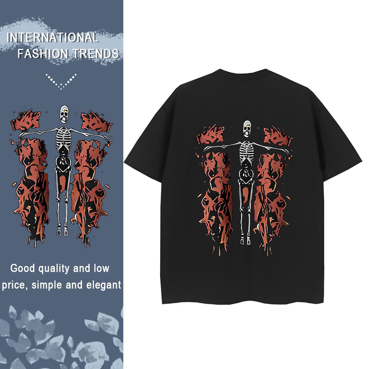 Custom Womens T Shirts 230g 100% Cotton Comfortable Street Wear skull Couples T Shirts Designer Cartoon Printing L-4XL Tops Tees