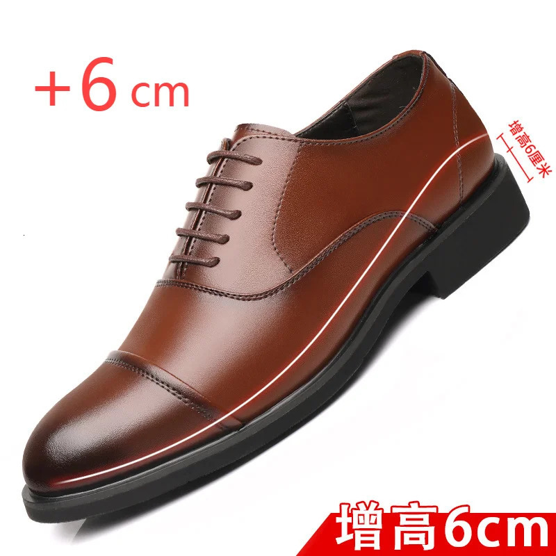 Mens elevator leather shoes mens height increasing dress shoes 6CM invisible mens wedding party office height increasing shoes 241007