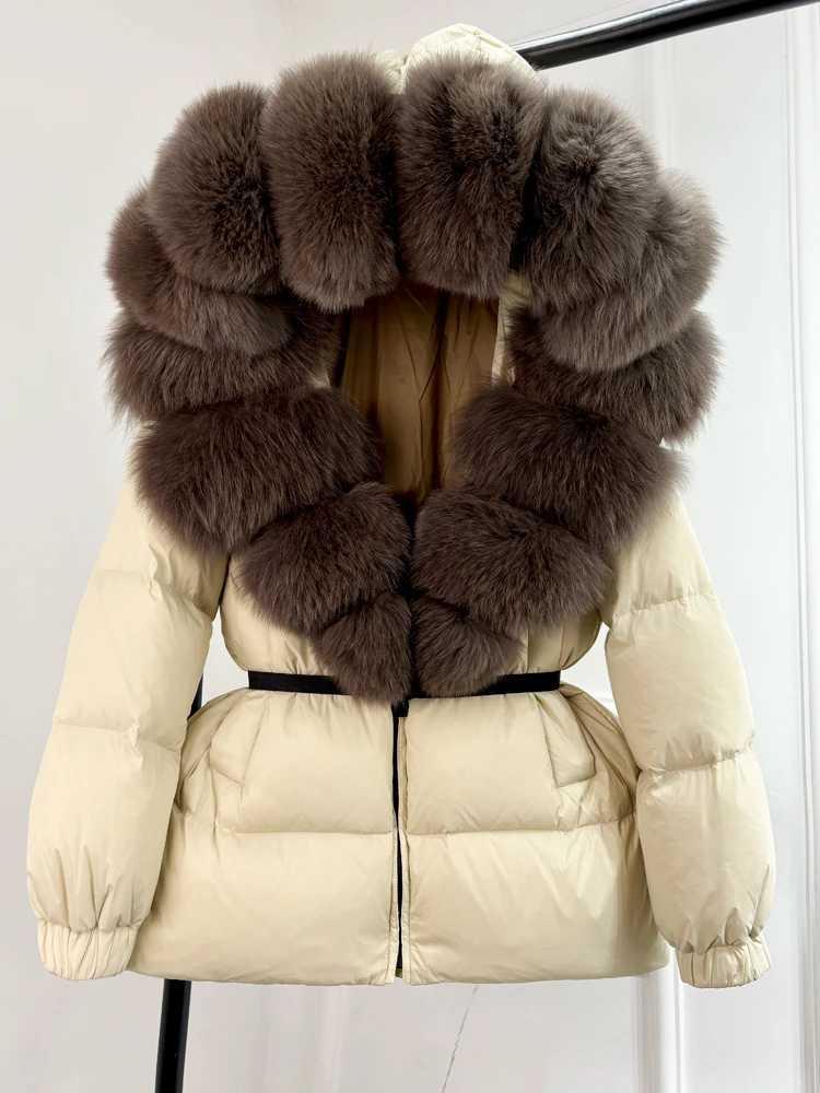 2024 New Winter Inflatable Down Jacket Womens True Fox Fur Cover Thick Warm 90% White Duck Down Jacket Womens Waterproof Parka W241010