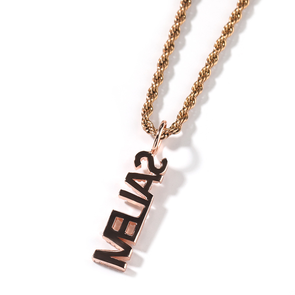 Hip Hop Vertical A-Z Custom Name Pendant Necklaces 5A Zircon Women Men Jewelry