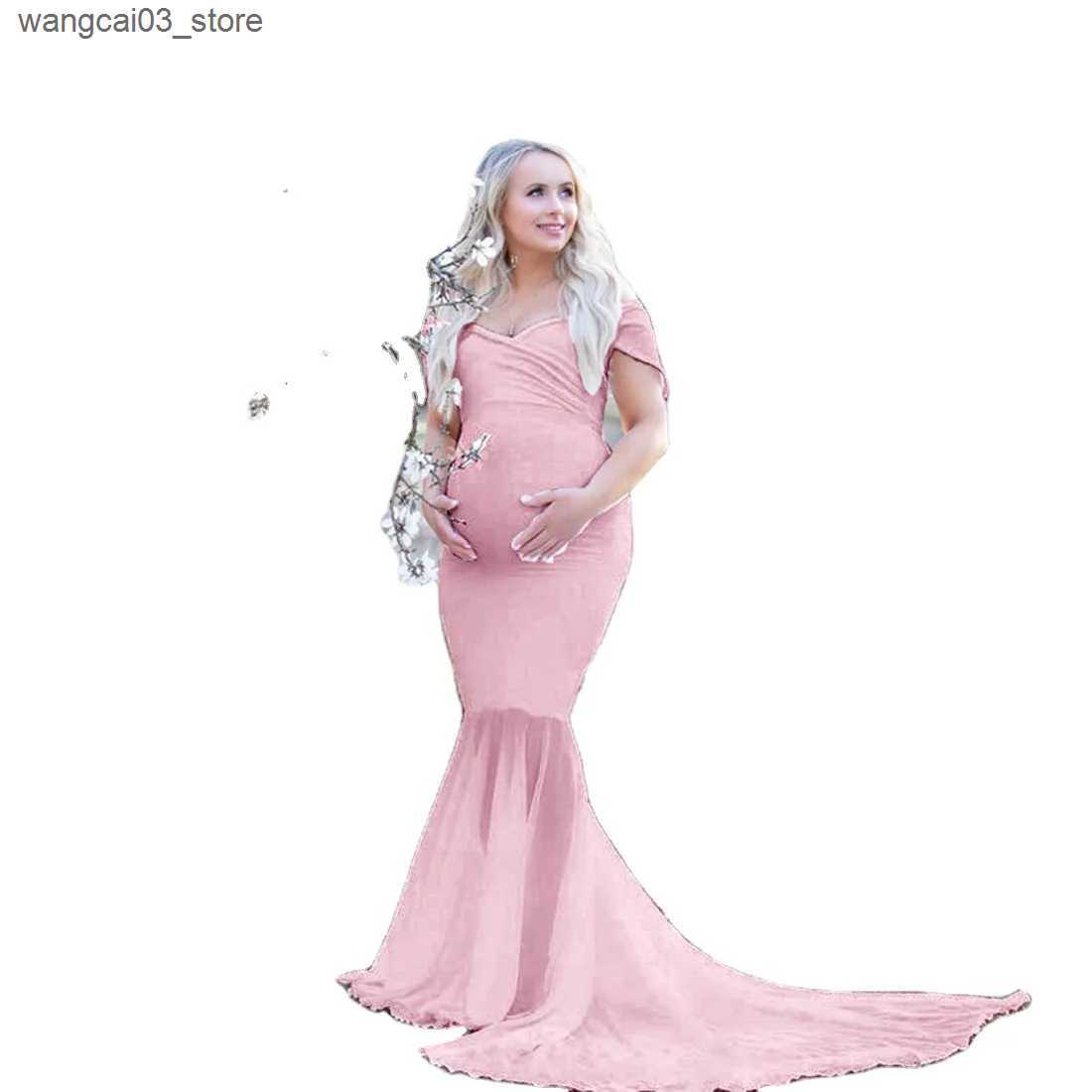 Maternity Dresses Sexy Maternity Shoot Dresses Split Front Long Pregnancy Photography Dress Lace Chiffon Pregnant Women Maxi Gown For Photo Props L240